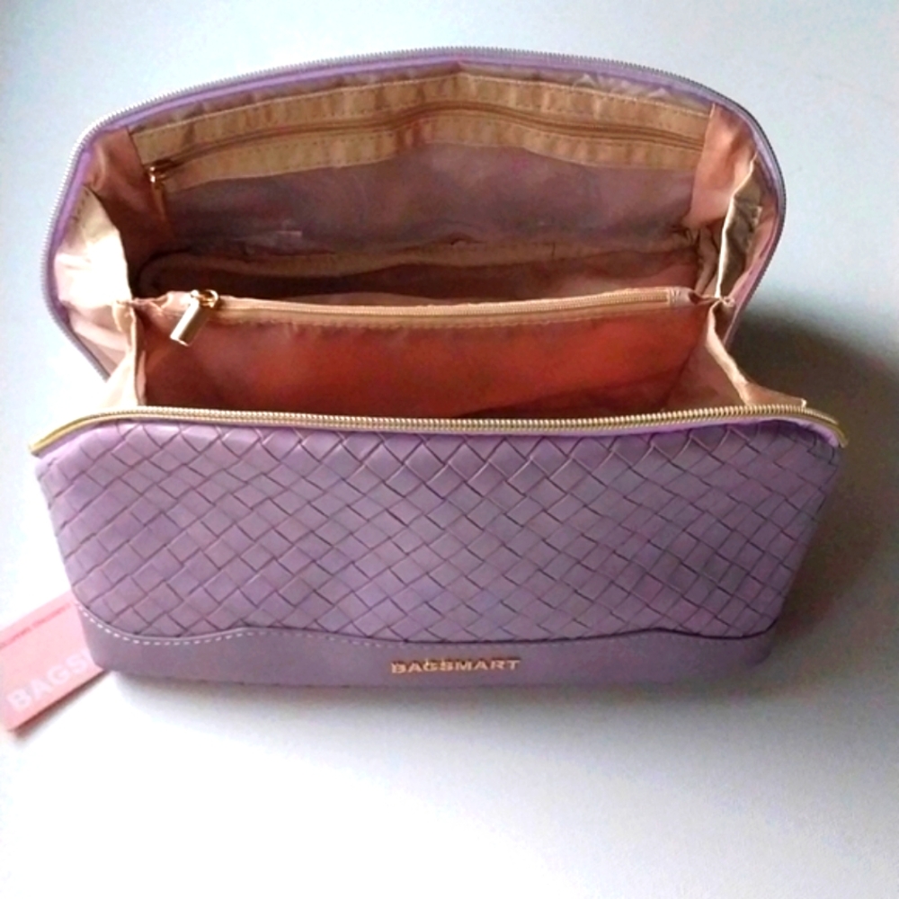 BAGSMART BAG Organizer PLeather Cosmetic Jewelry Divider Tote Purple